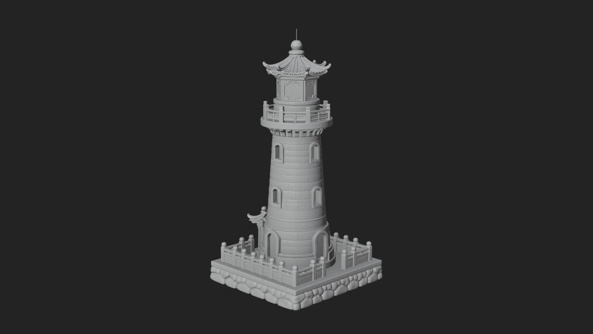 Stone Lighthouse Tower Design 3 3D Print Model 3D Model