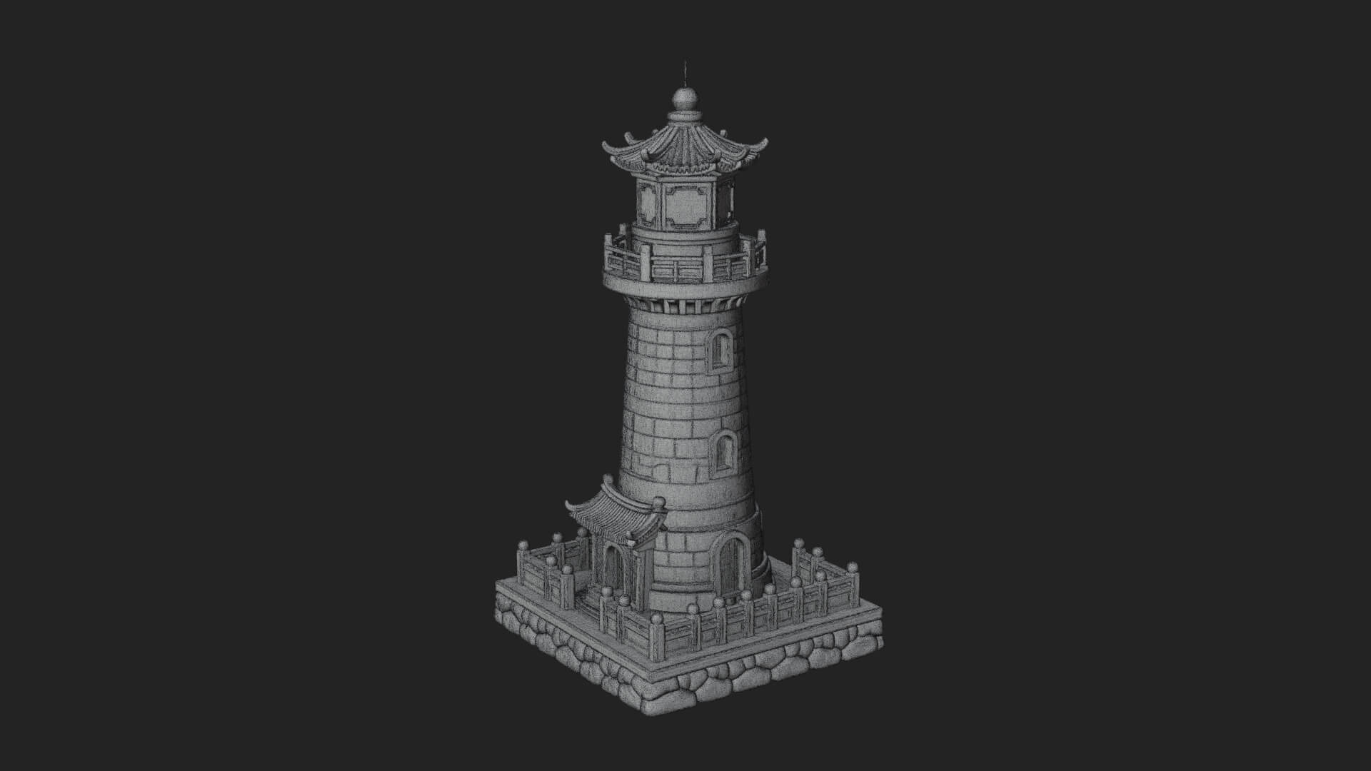 Stone Lighthouse Tower Design 3 3D Print Model 3D Model