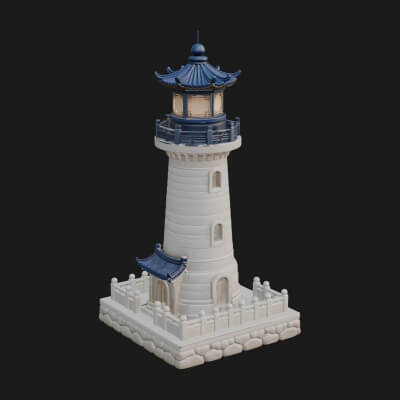 Stone Lighthouse Tower Design 3 3D Print Model