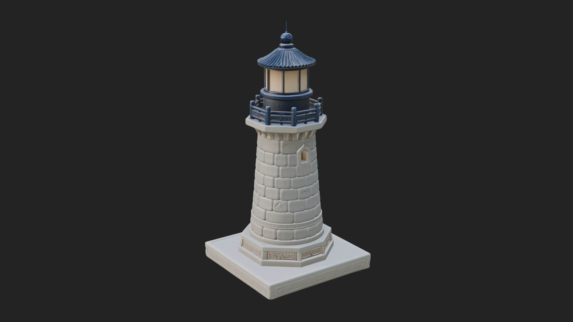 Stone Lighthouse Tower Design 4 3D Print Model 3D Model