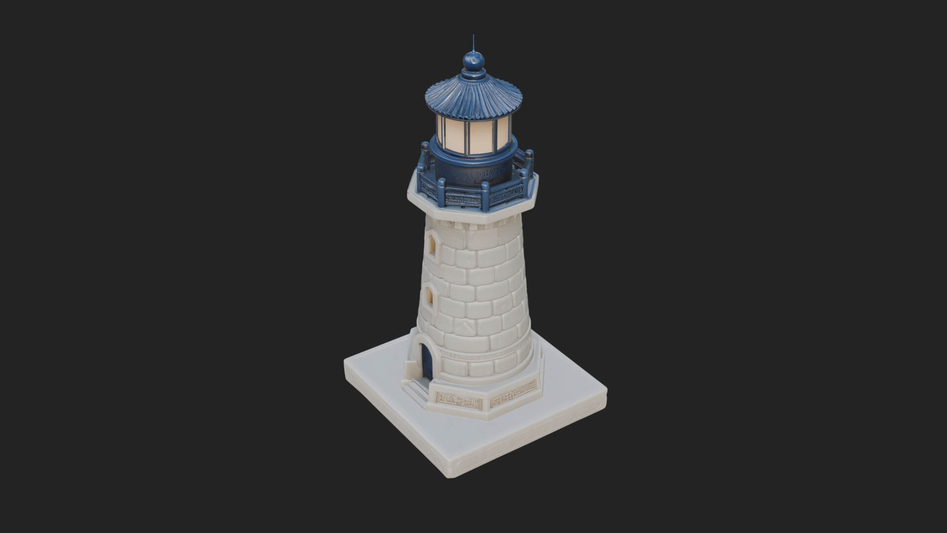 Stone Lighthouse Tower Design 4 3D Print Model 3D Model