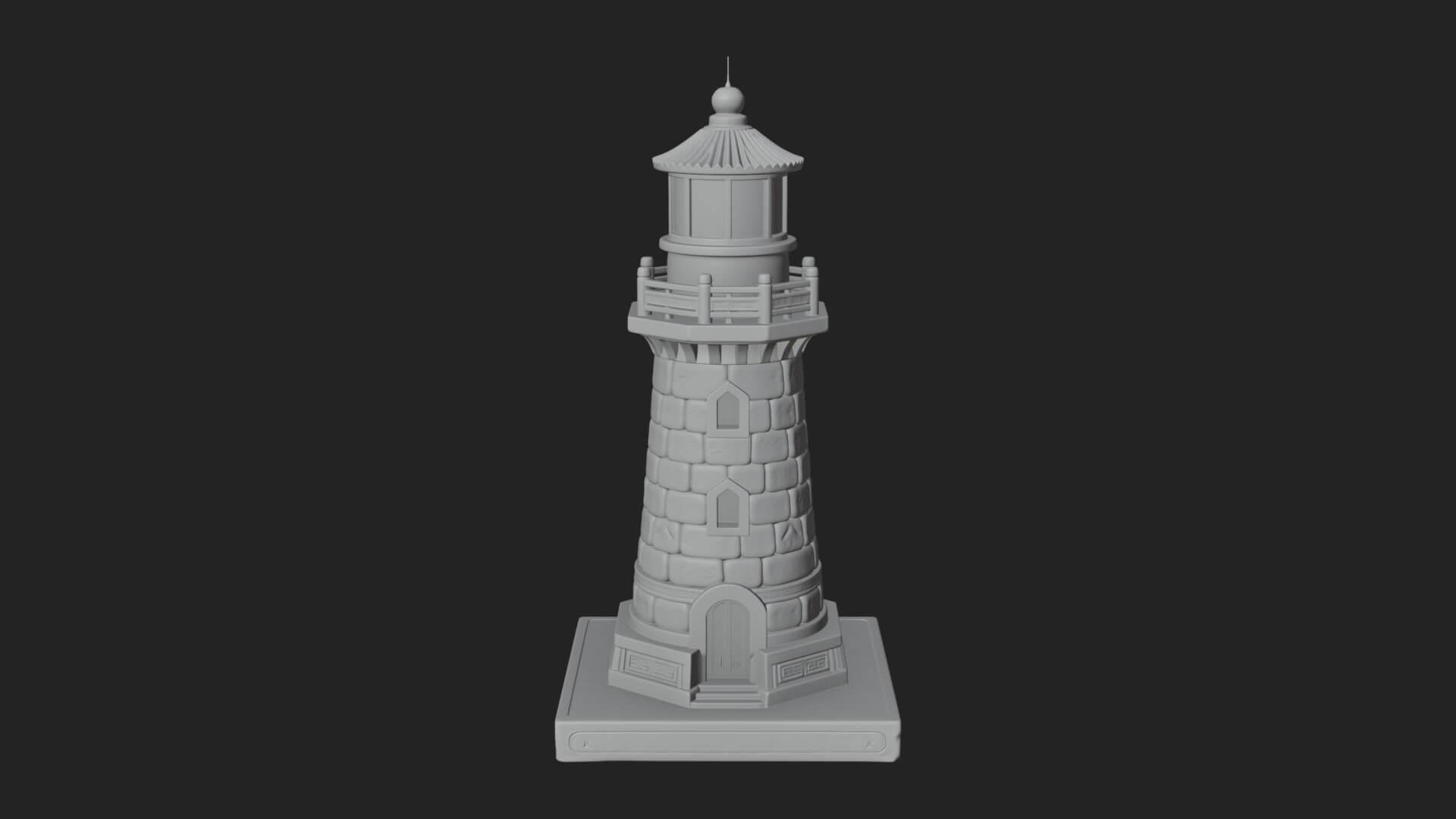Stone Lighthouse Tower Design 4 3D Print Model 3D Model