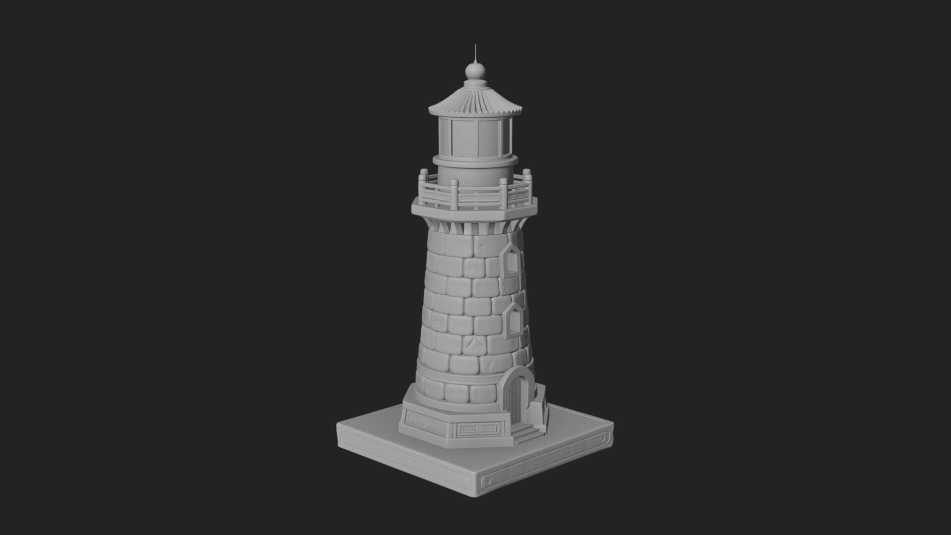 Stone Lighthouse Tower Design 4 3D Print Model 3D Model