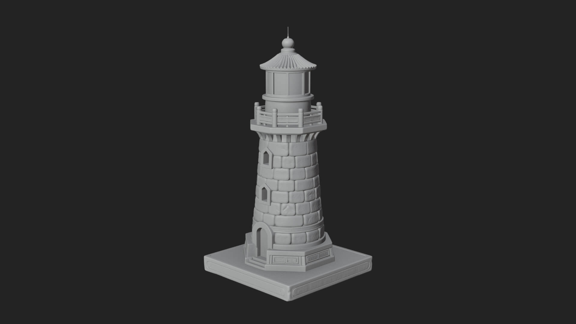 Stone Lighthouse Tower Design 4 3D Print Model 3D Model