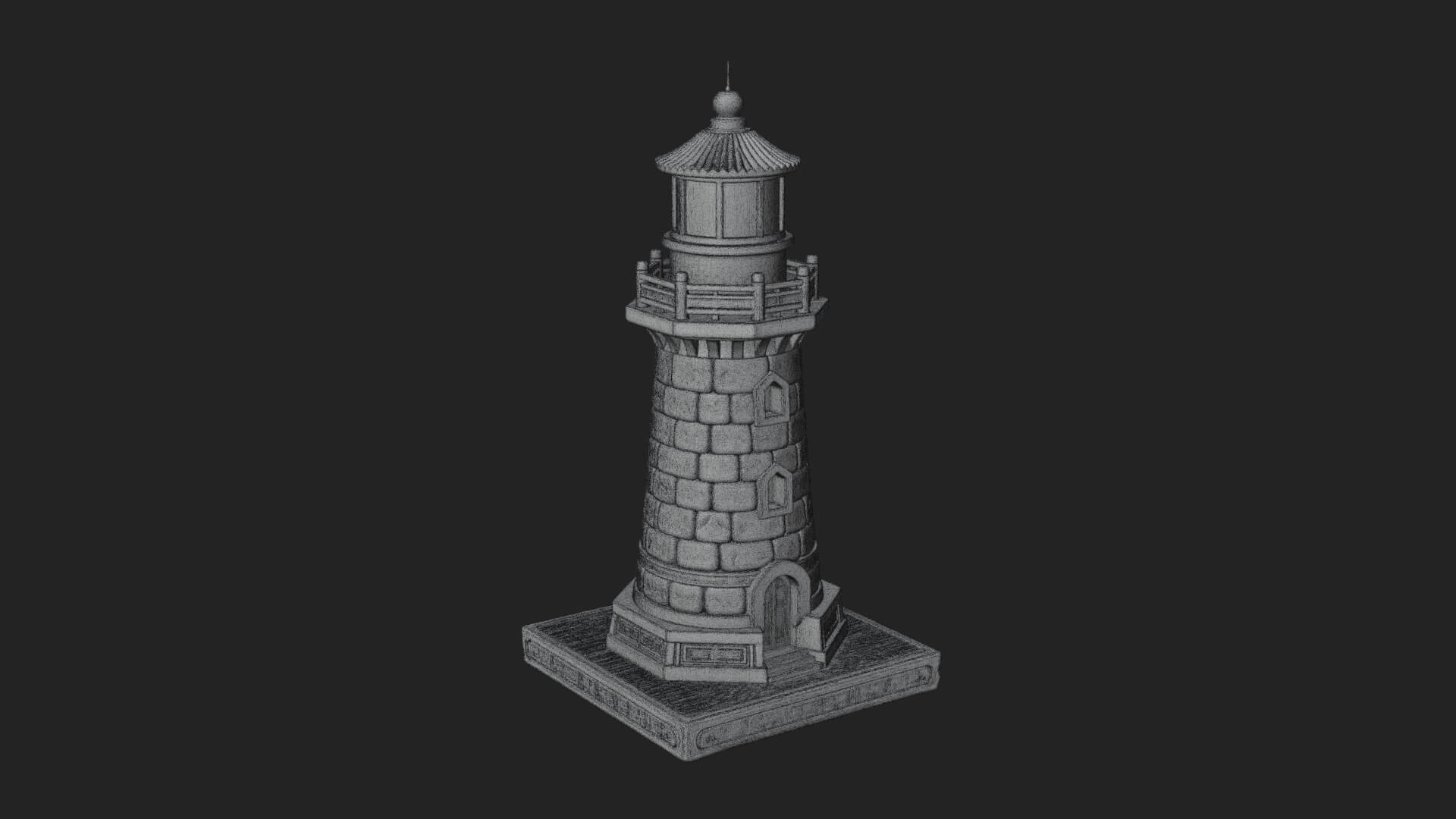 Stone Lighthouse Tower Design 4 3D Print Model 3D Model
