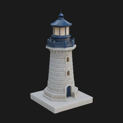 Stone Lighthouse Tower Design 4 3D Print Model