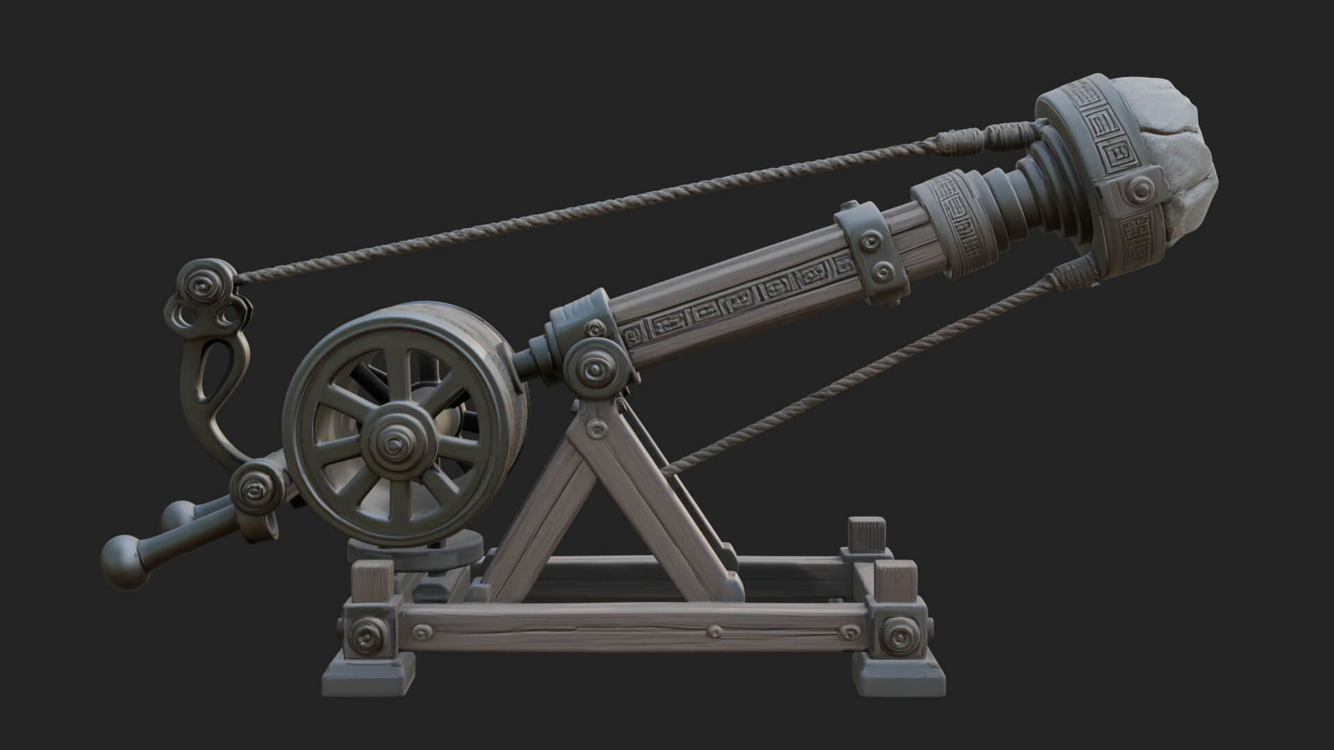 Stone Mortar Launcher Model Design 1 3D Print Model 3D Model