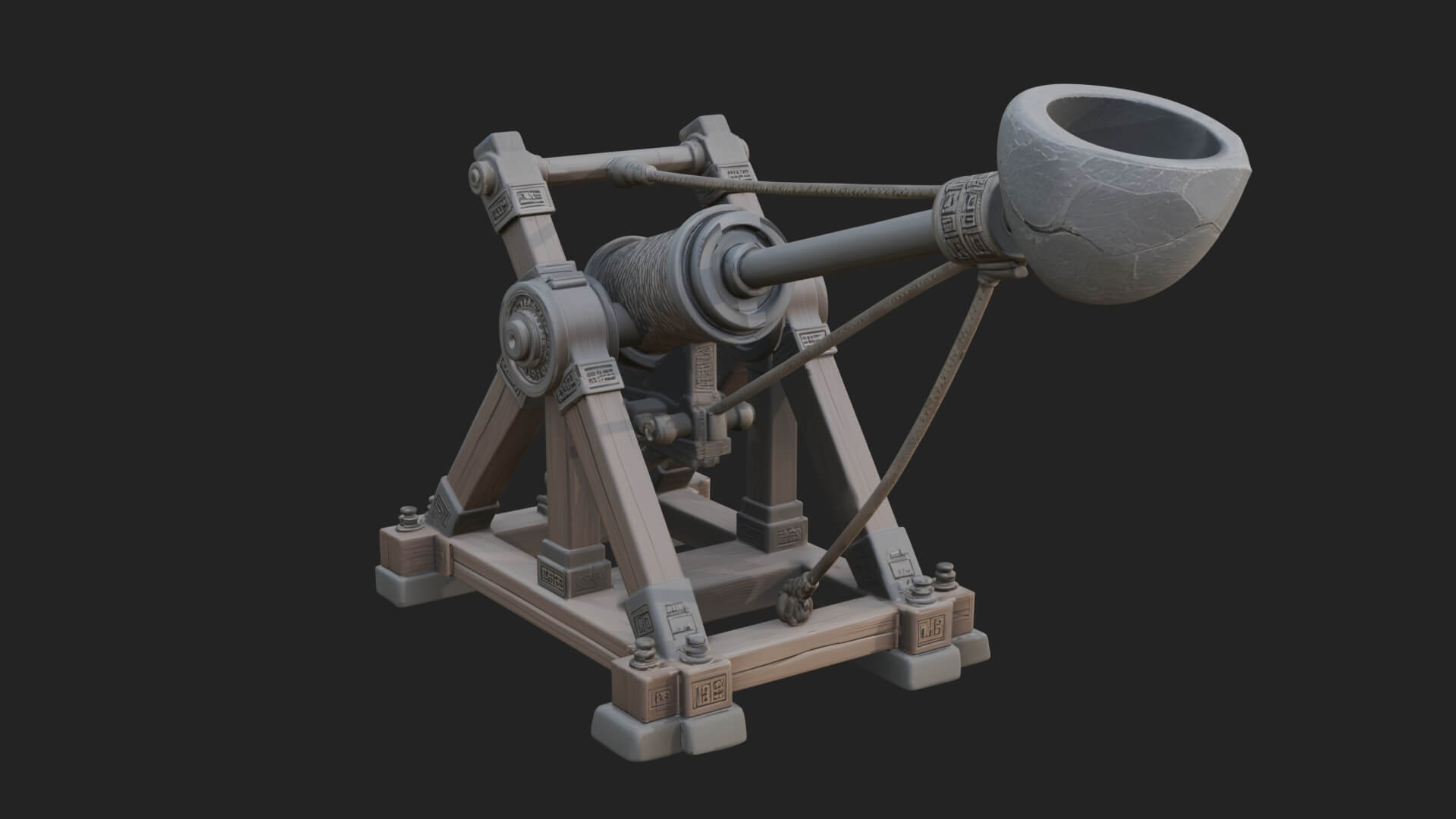 Stone Mortar Launcher Model Design 2 3D Print Model 3D Model