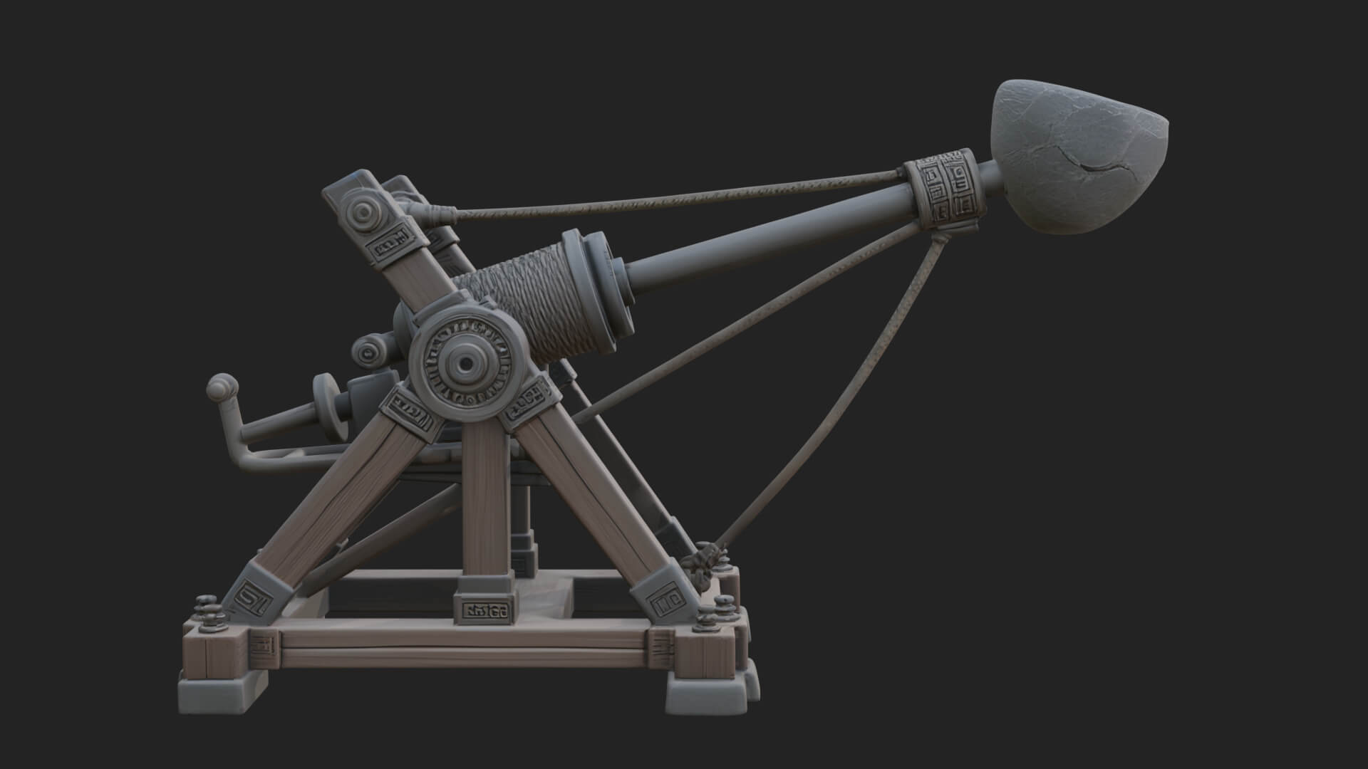 Stone Mortar Launcher Model Design 2 3D Print Model 3D Model