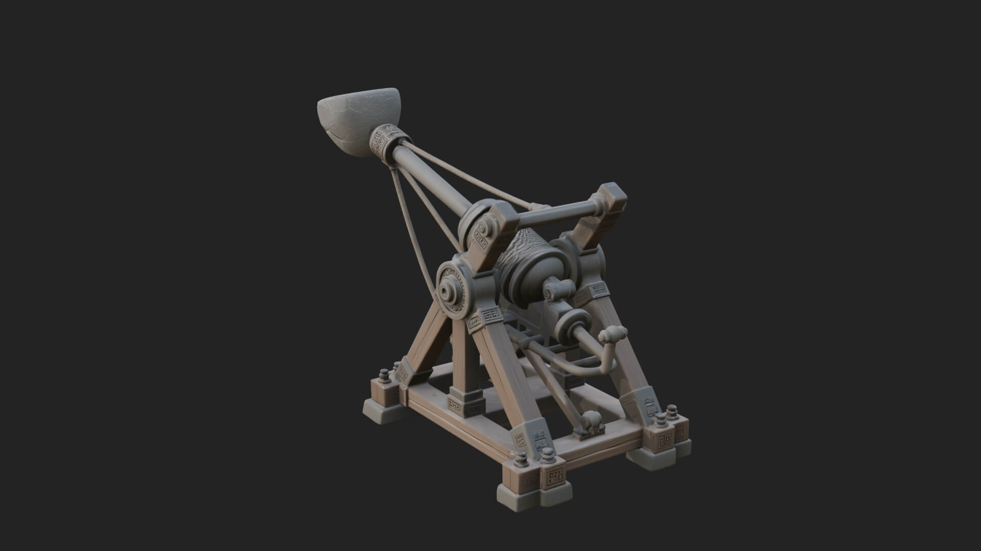 Stone Mortar Launcher Model Design 2 3D Print Model 3D Model