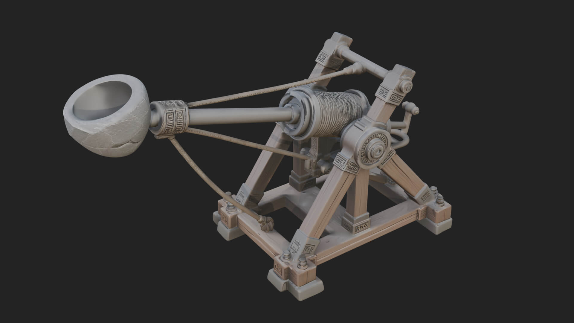Stone Mortar Launcher Model Design 2 3D Print Model 3D Model