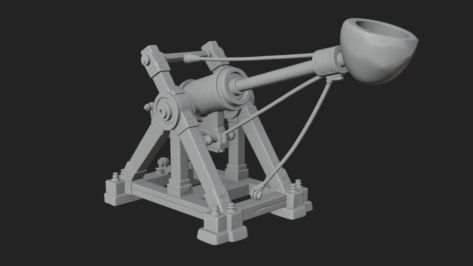 Stone Mortar Launcher Model Design 2 3D Print Model 3D Model