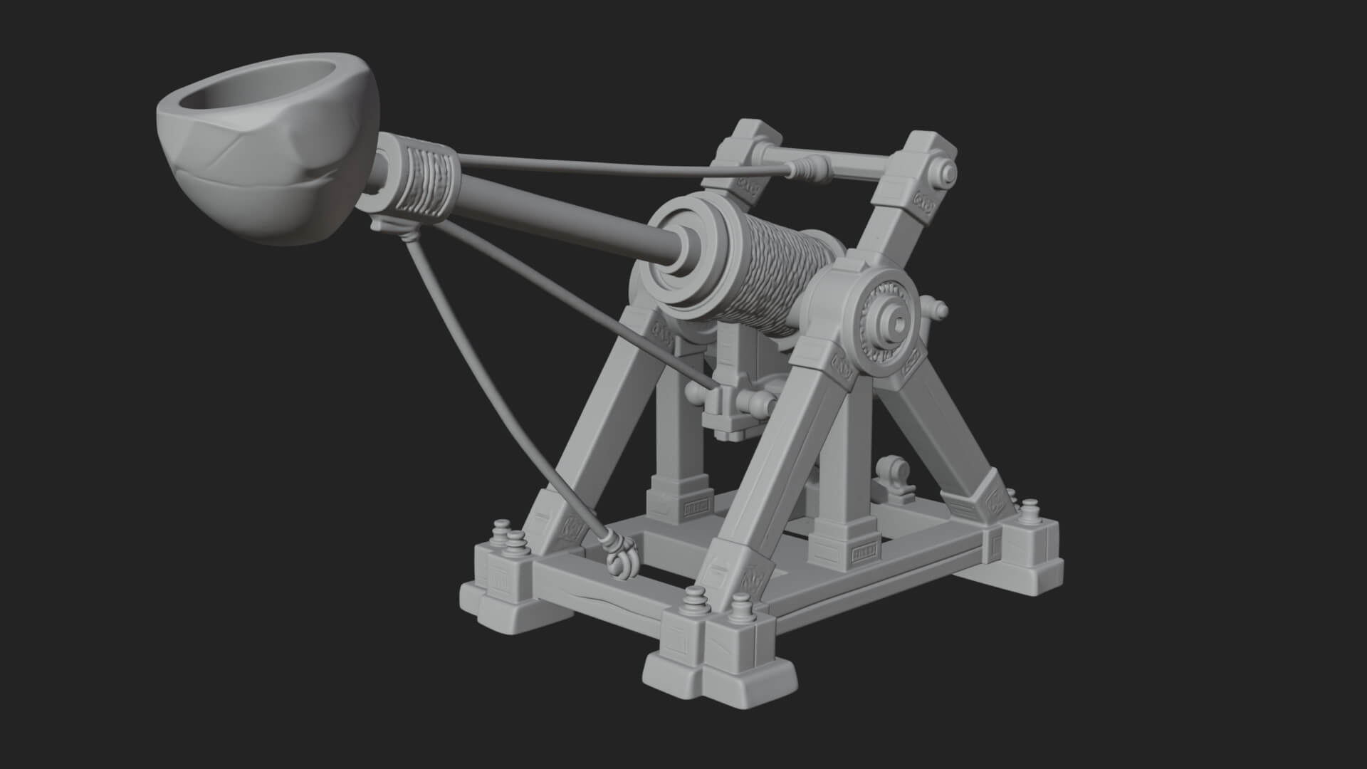 Stone Mortar Launcher Model Design 2 3D Print Model 3D Model