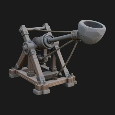 Stone Mortar Launcher Model Design 2 3D Print Model