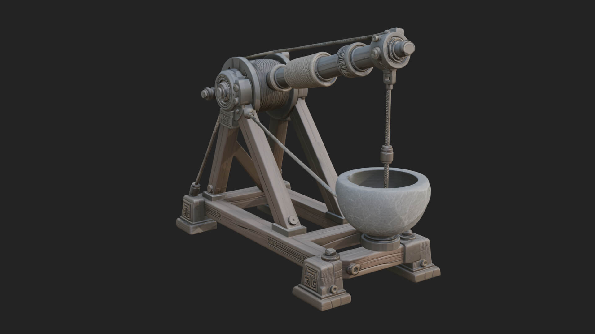 Stone Mortar Launcher Model Design 4 3D Print Model 3D Model