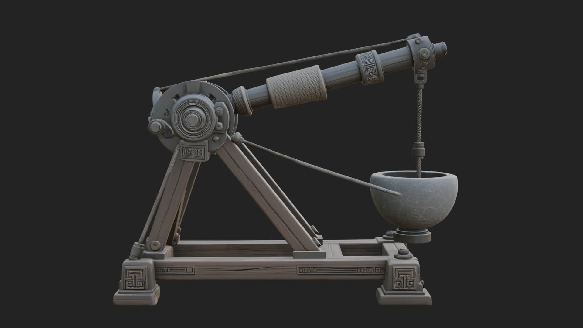 Stone Mortar Launcher Model Design 4 3D Print Model 3D Model