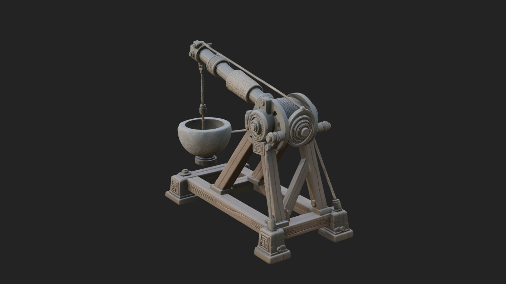 Stone Mortar Launcher Model Design 4 3D Print Model 3D Model