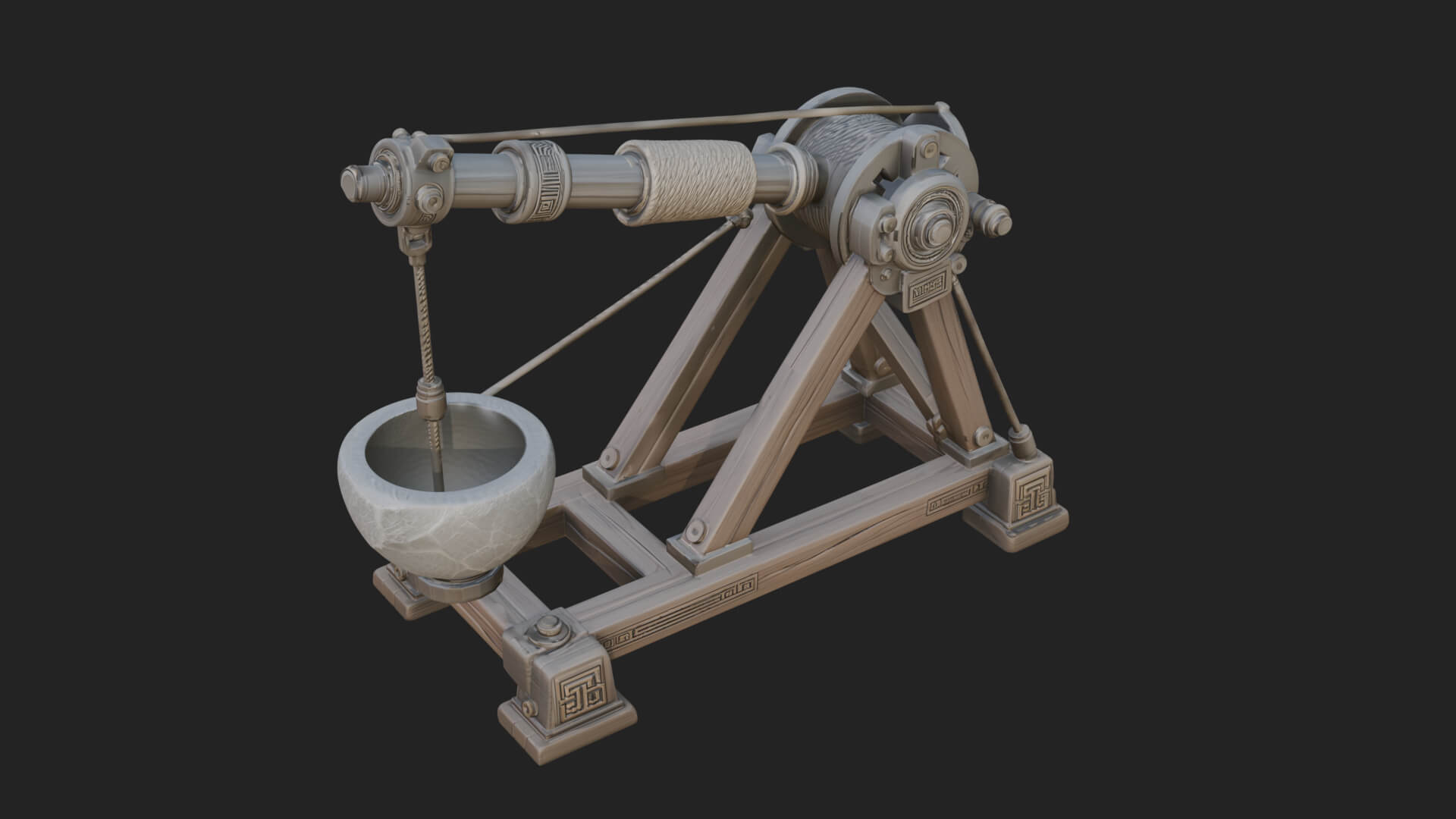 Stone Mortar Launcher Model Design 4 3D Print Model 3D Model