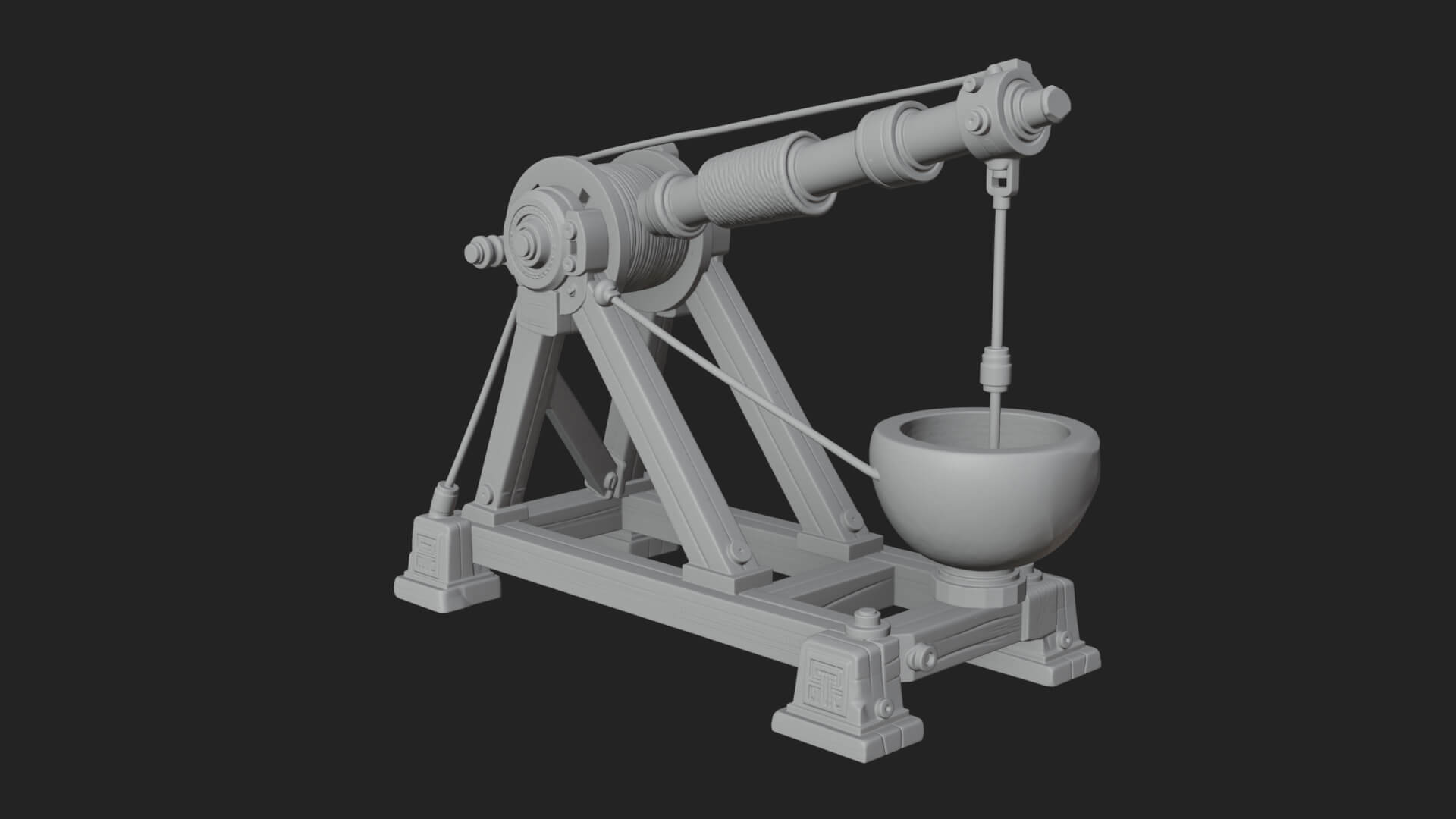 Stone Mortar Launcher Model Design 4 3D Print Model 3D Model