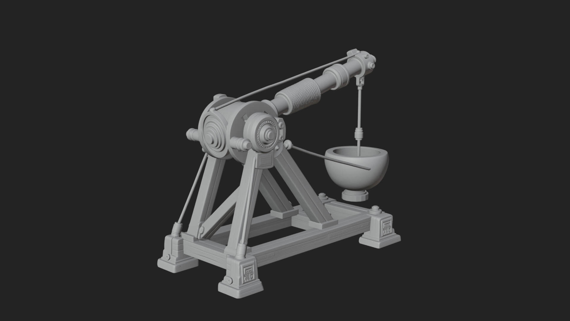Stone Mortar Launcher Model Design 4 3D Print Model 3D Model