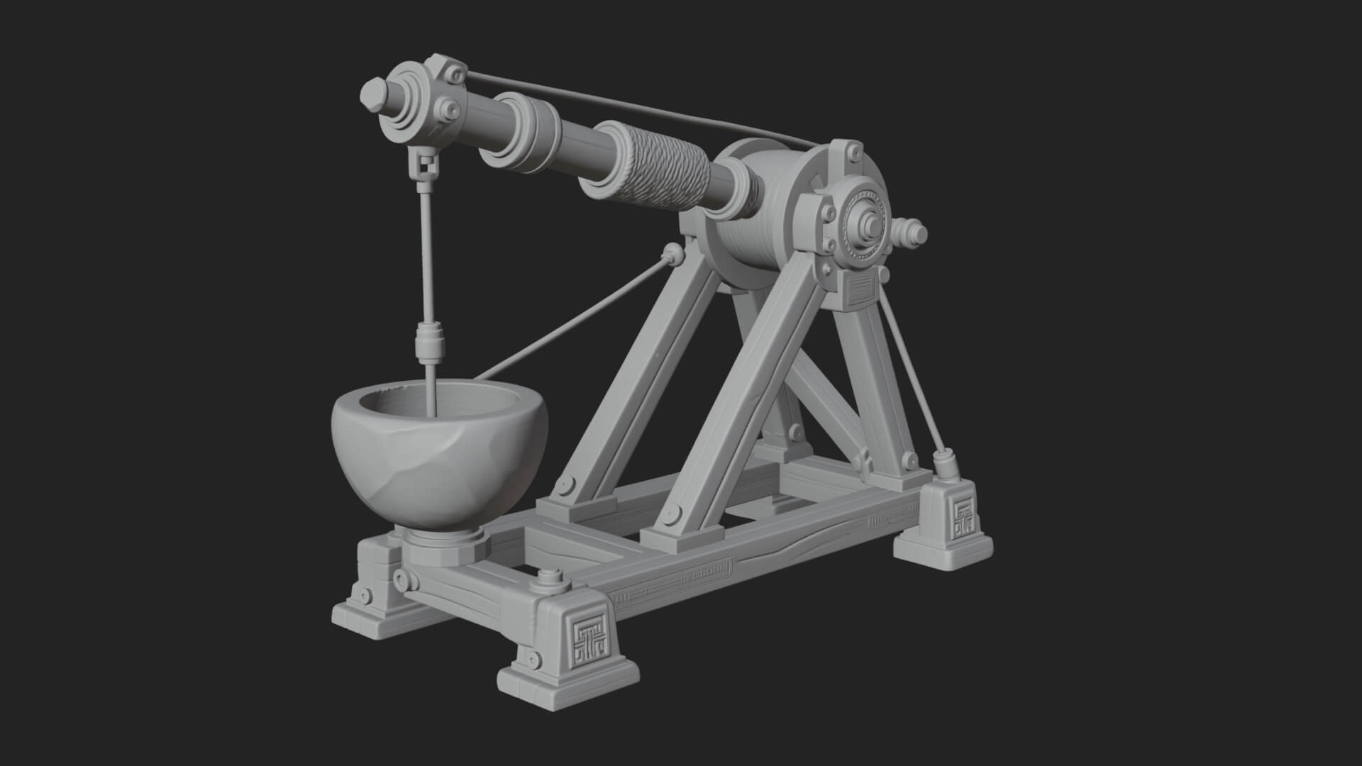 Stone Mortar Launcher Model Design 4 3D Print Model 3D Model