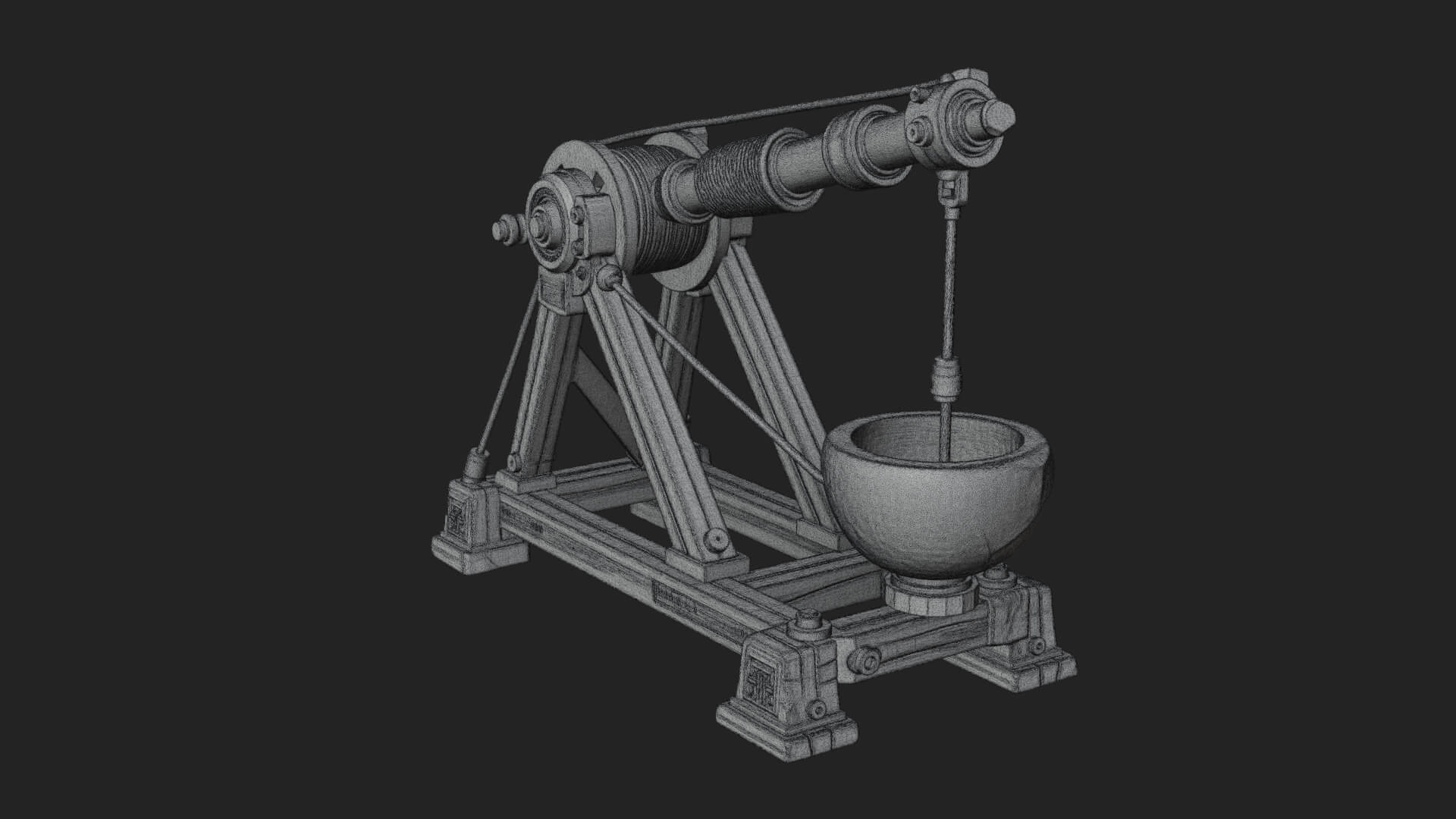 Stone Mortar Launcher Model Design 4 3D Print Model 3D Model