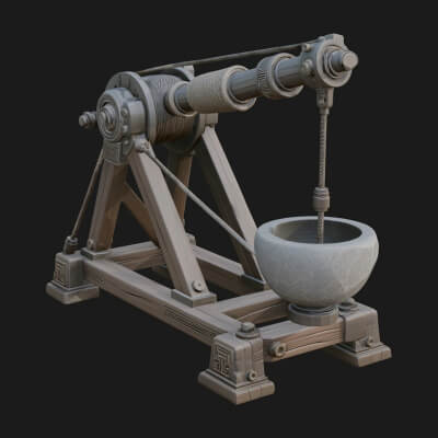 Stone Mortar Launcher Model Design 4 3D Print Model