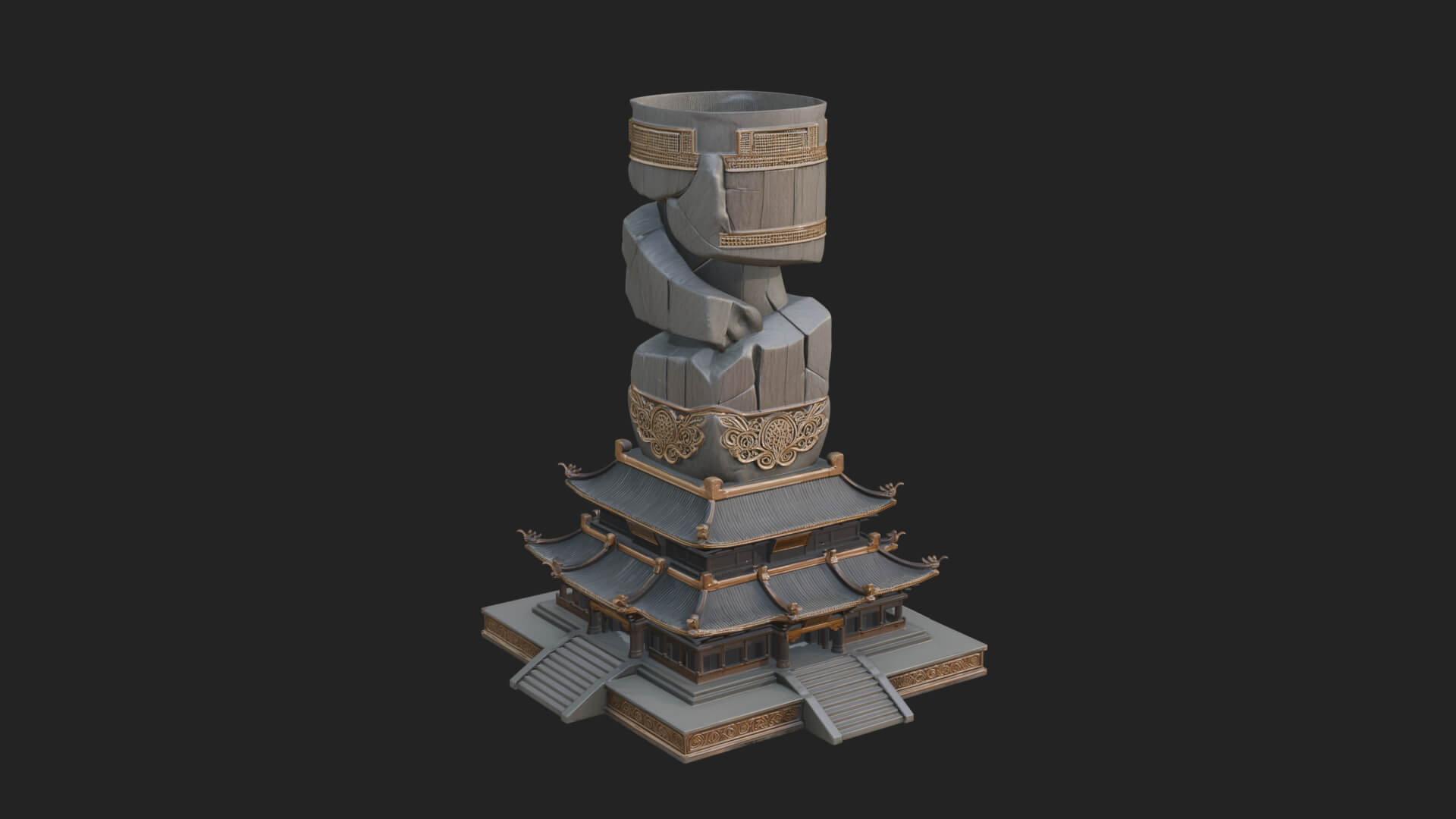 Stone Pillar Pagoda Tower Design 1 3D Print Model 3D Model