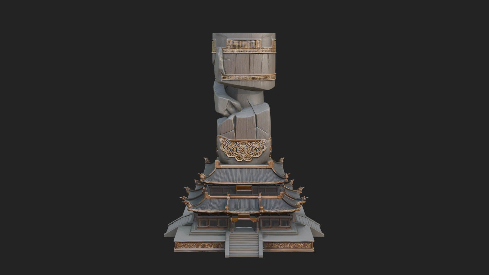 Stone Pillar Pagoda Tower Design 1 3D Print Model 3D Model