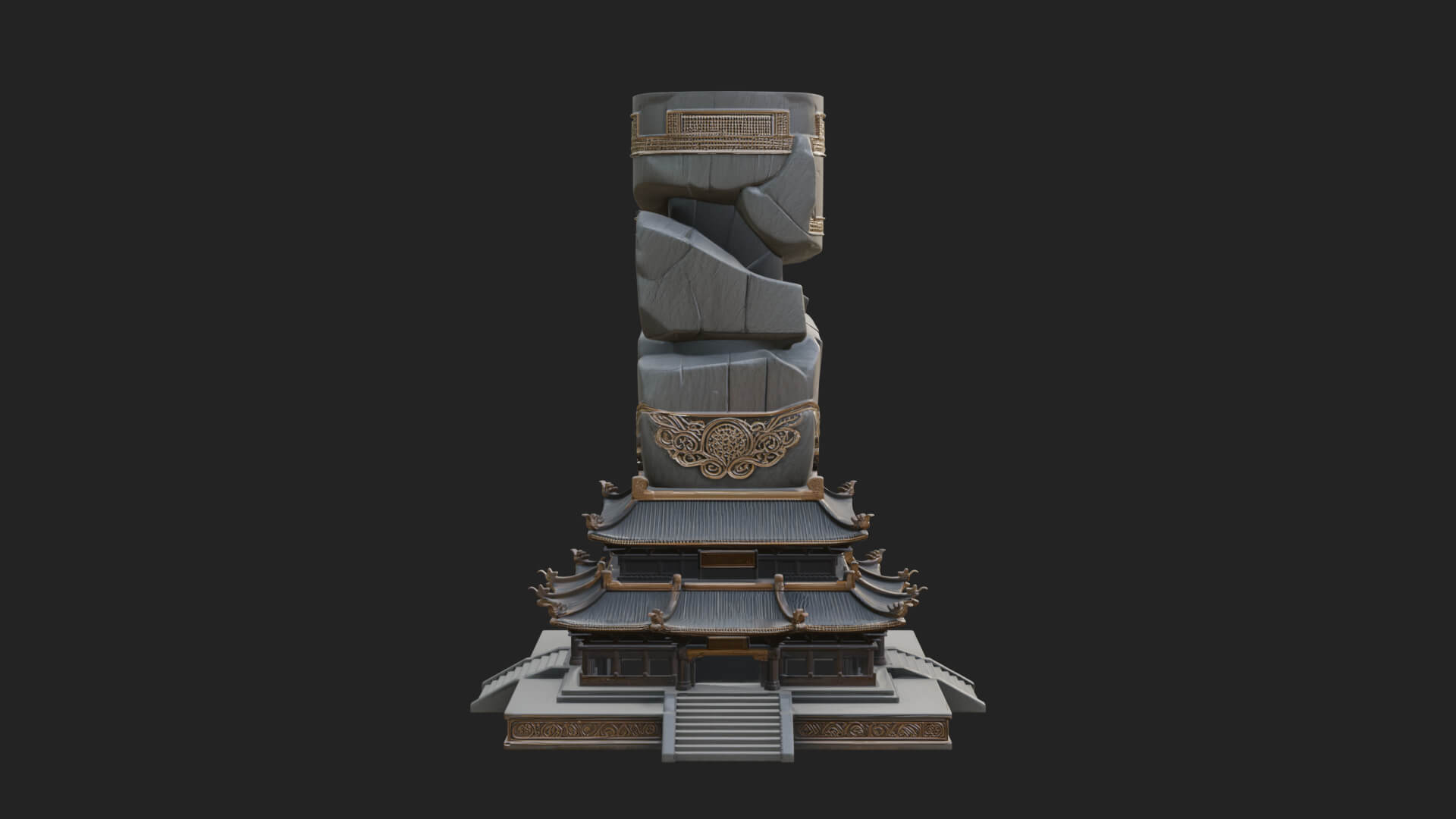 Stone Pillar Pagoda Tower Design 1 3D Print Model 3D Model