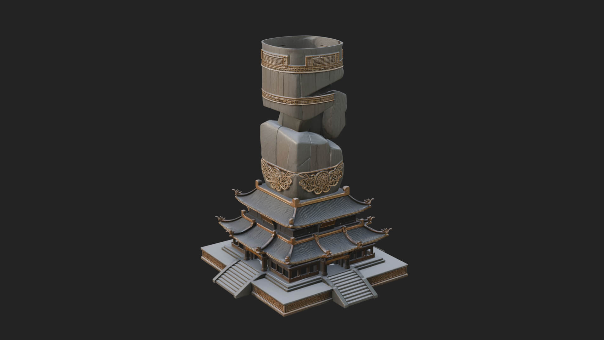Stone Pillar Pagoda Tower Design 1 3D Print Model 3D Model