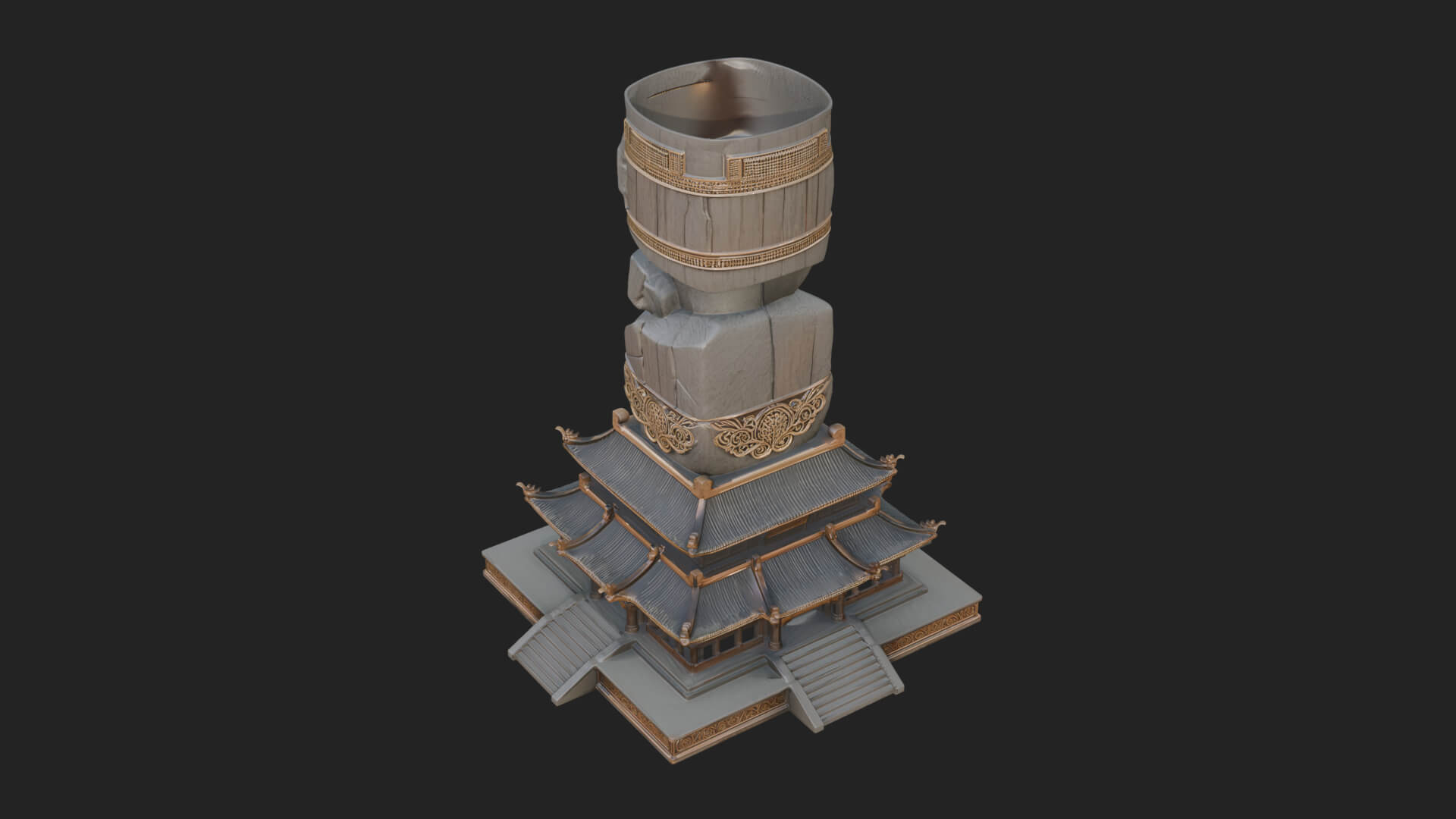 Stone Pillar Pagoda Tower Design 1 3D Print Model 3D Model