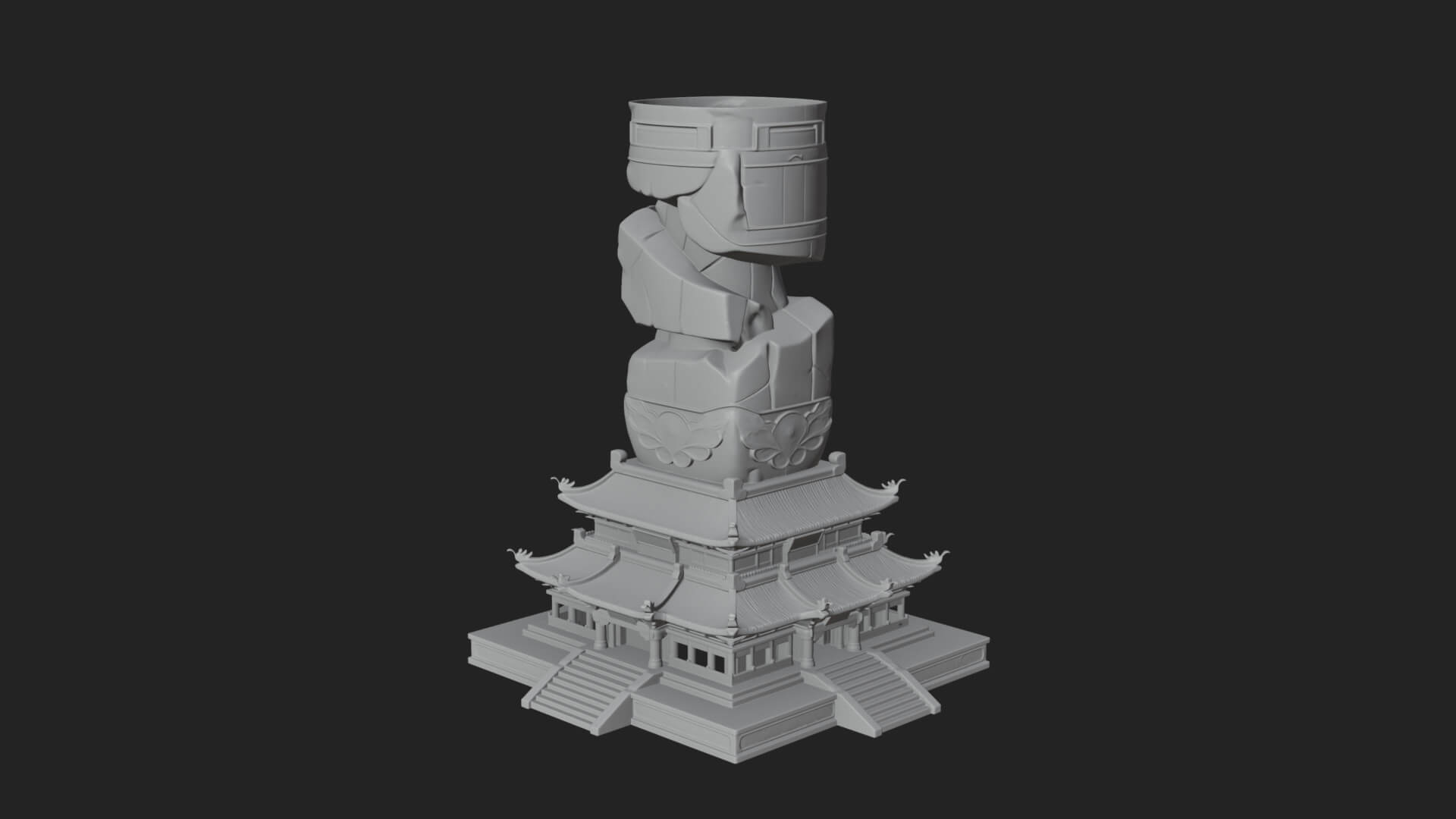 Stone Pillar Pagoda Tower Design 1 3D Print Model 3D Model