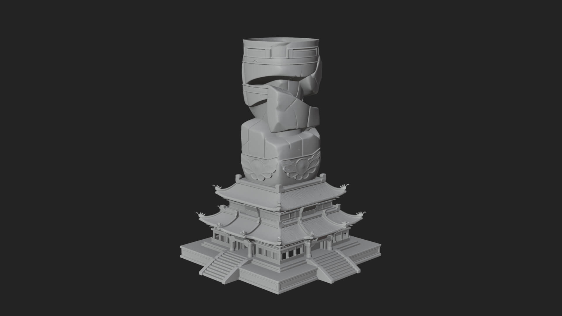 Stone Pillar Pagoda Tower Design 1 3D Print Model 3D Model