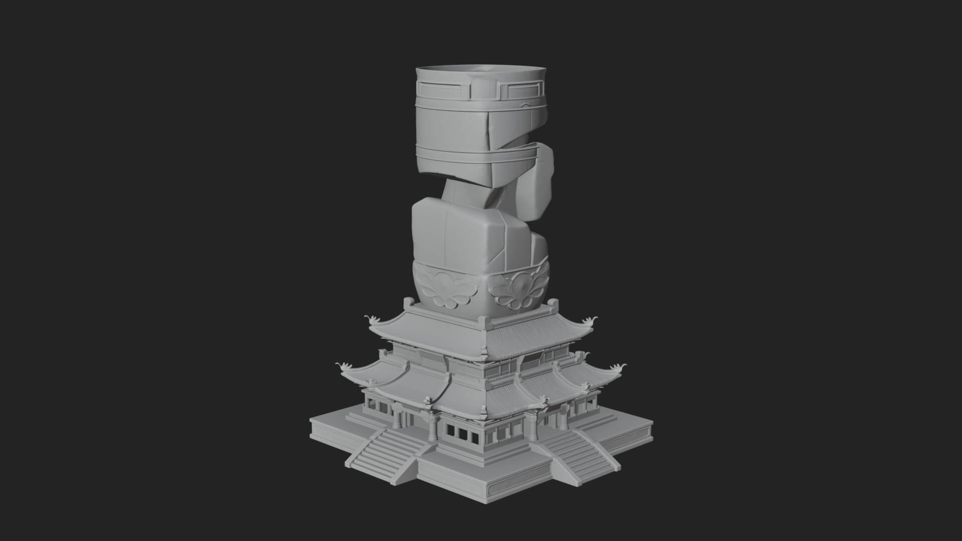 Stone Pillar Pagoda Tower Design 1 3D Print Model 3D Model