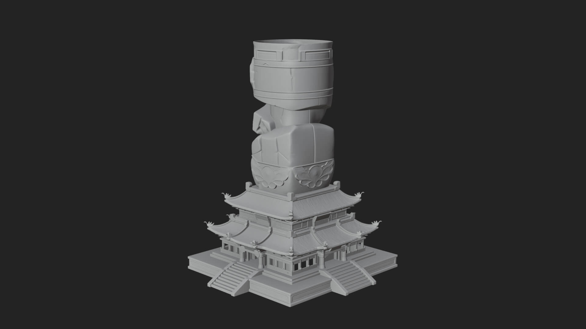 Stone Pillar Pagoda Tower Design 1 3D Print Model 3D Model