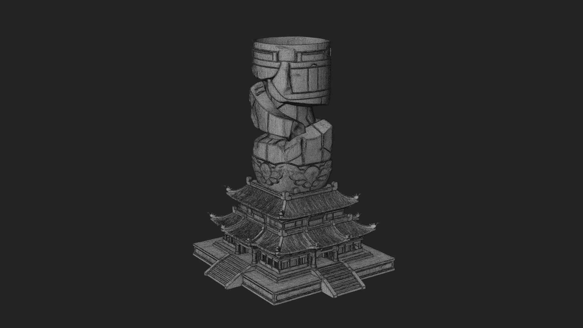 Stone Pillar Pagoda Tower Design 1 3D Print Model 3D Model