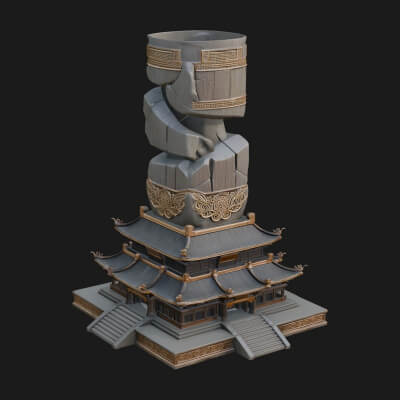 Stone Pillar Pagoda Tower Design 1 3D Print Model