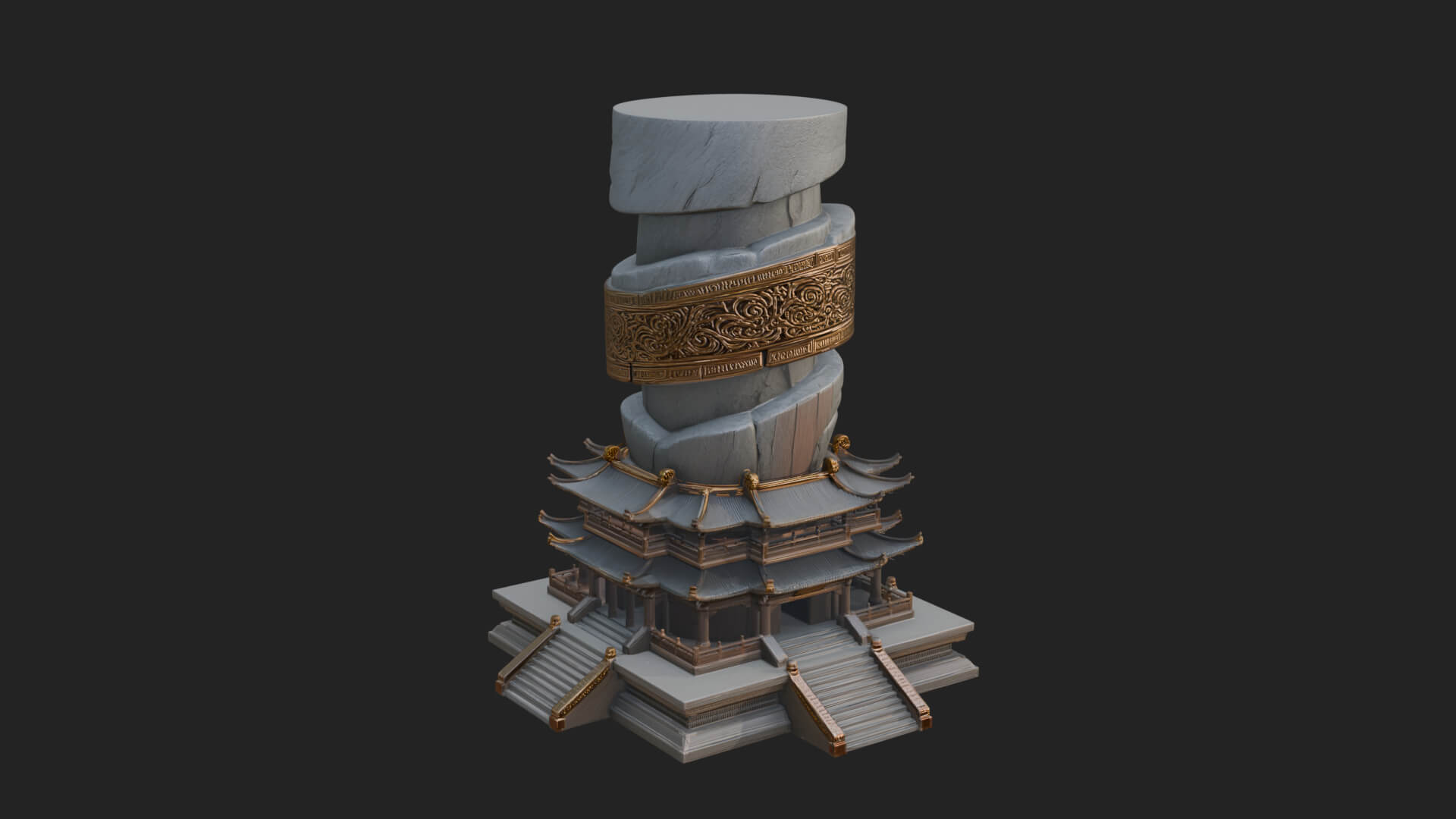 Stone Pillar Pagoda Tower Design 2 3D Print Model 3D Model