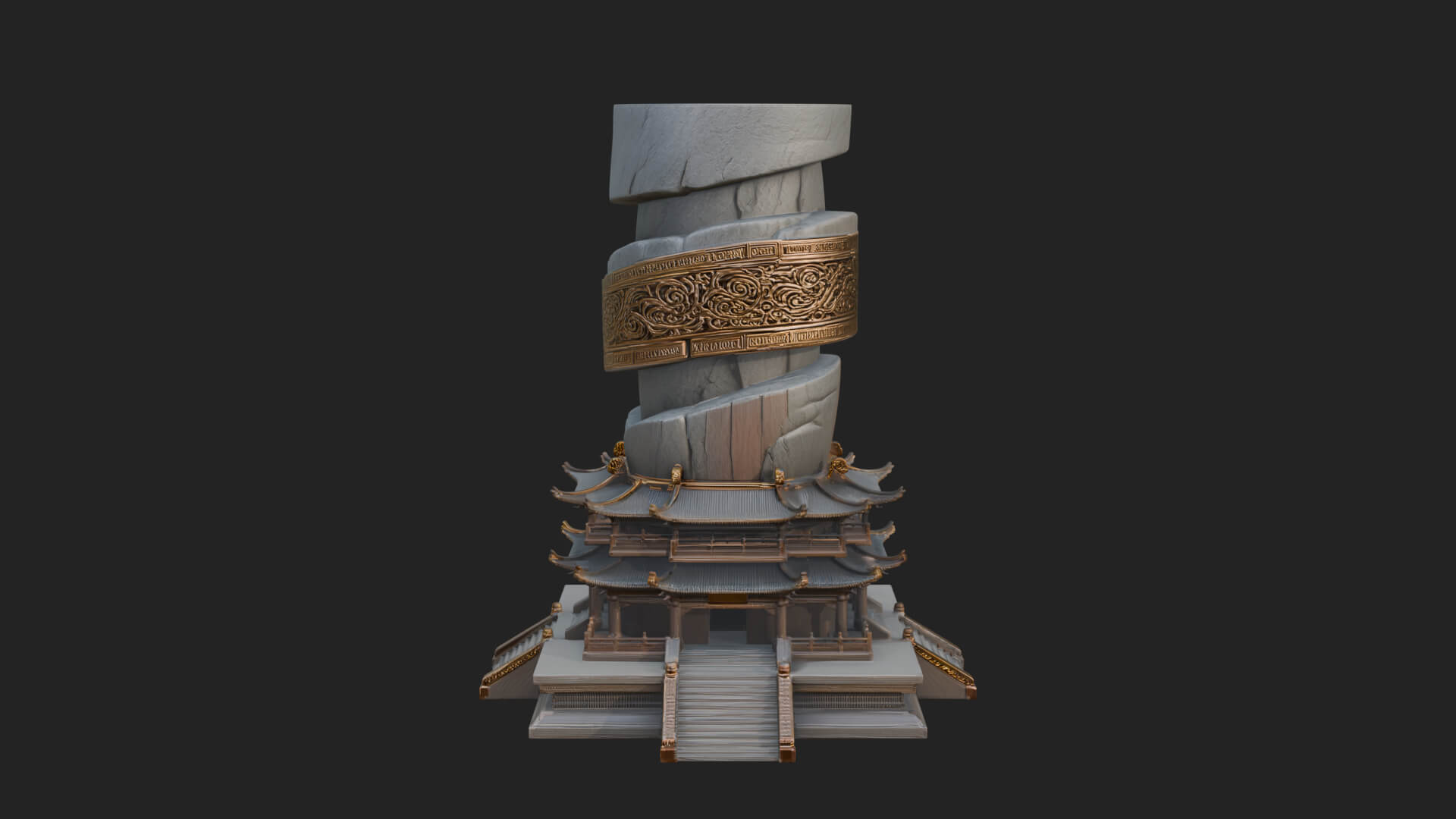 Stone Pillar Pagoda Tower Design 2 3D Print Model 3D Model