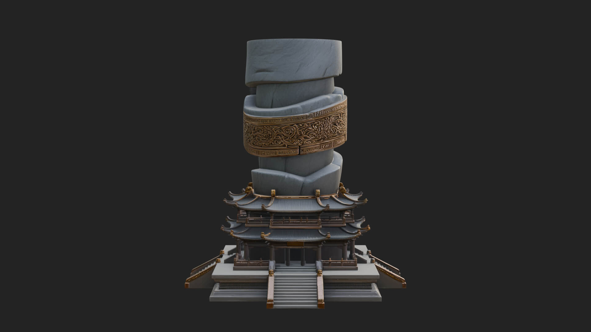 Stone Pillar Pagoda Tower Design 2 3D Print Model 3D Model