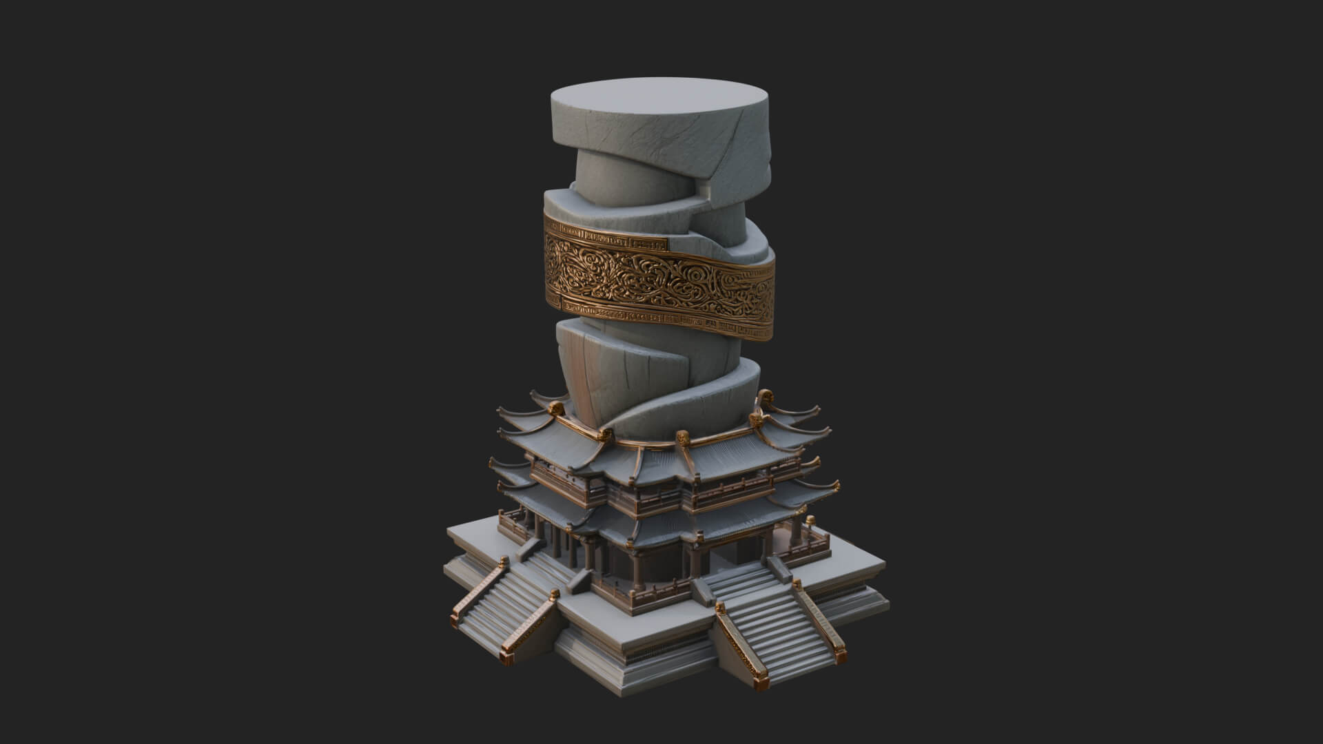 Stone Pillar Pagoda Tower Design 2 3D Print Model 3D Model