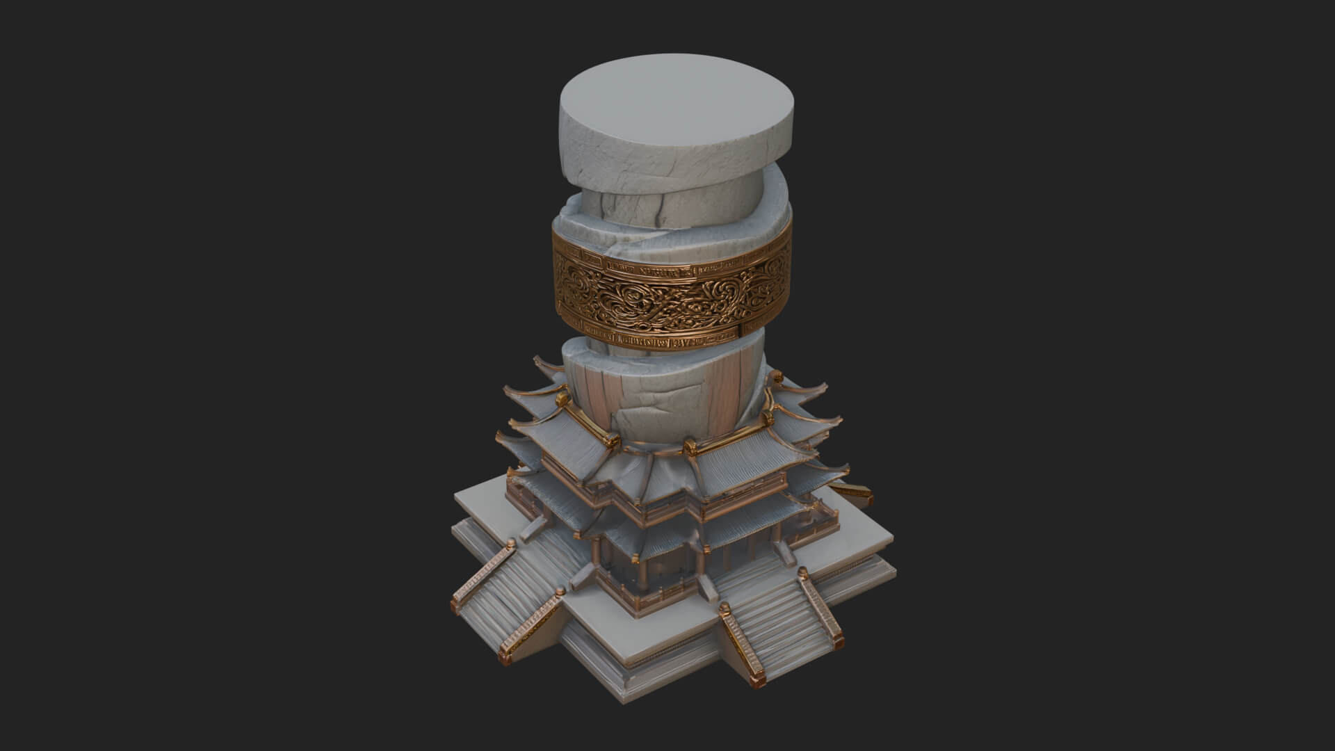 Stone Pillar Pagoda Tower Design 2 3D Print Model 3D Model