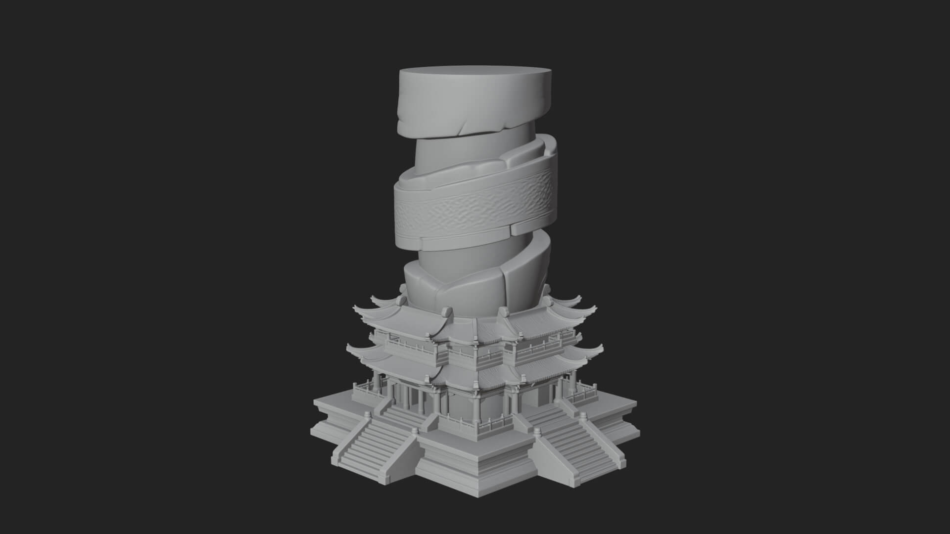 Stone Pillar Pagoda Tower Design 2 3D Print Model 3D Model