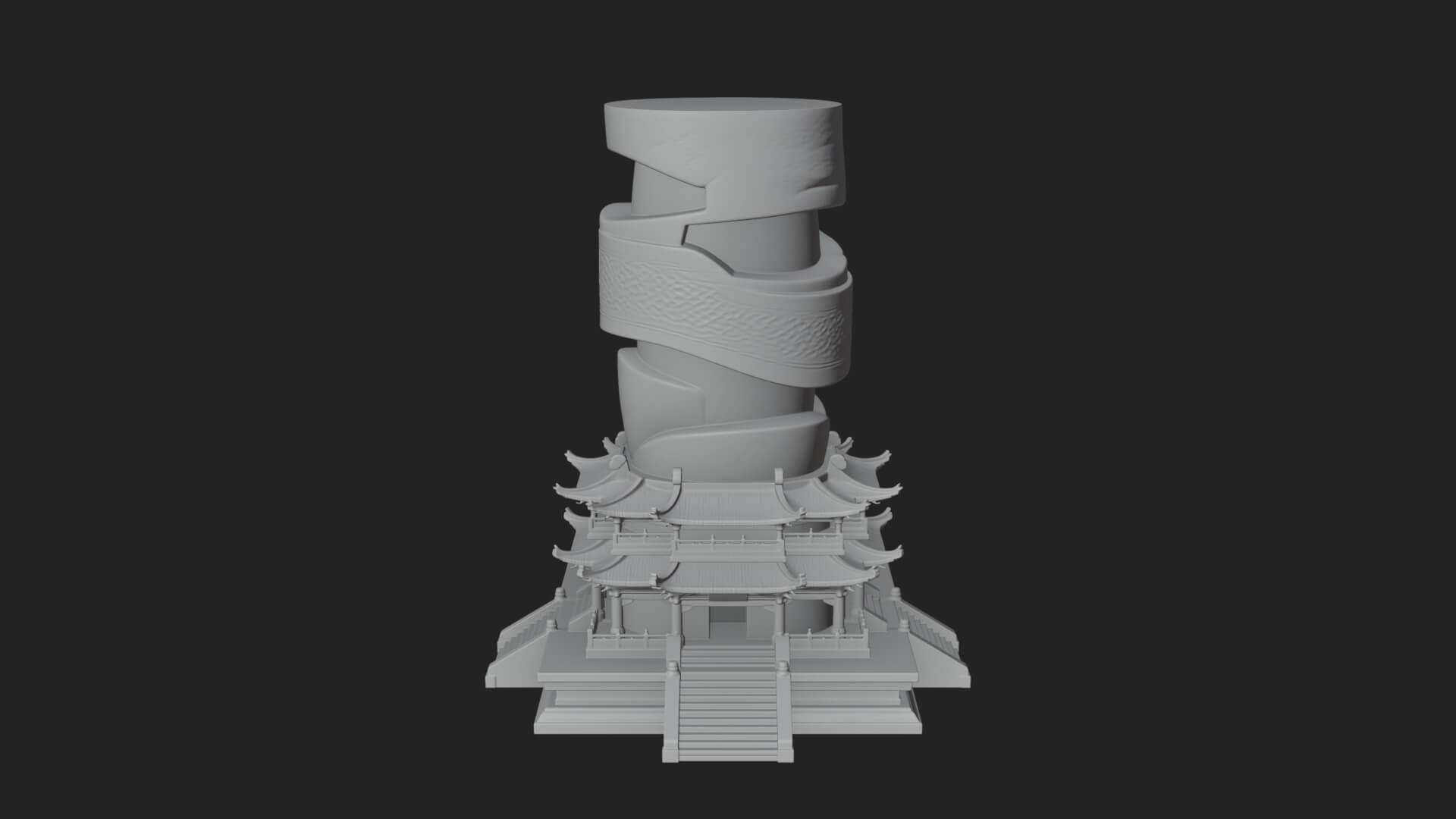 Stone Pillar Pagoda Tower Design 2 3D Print Model 3D Model