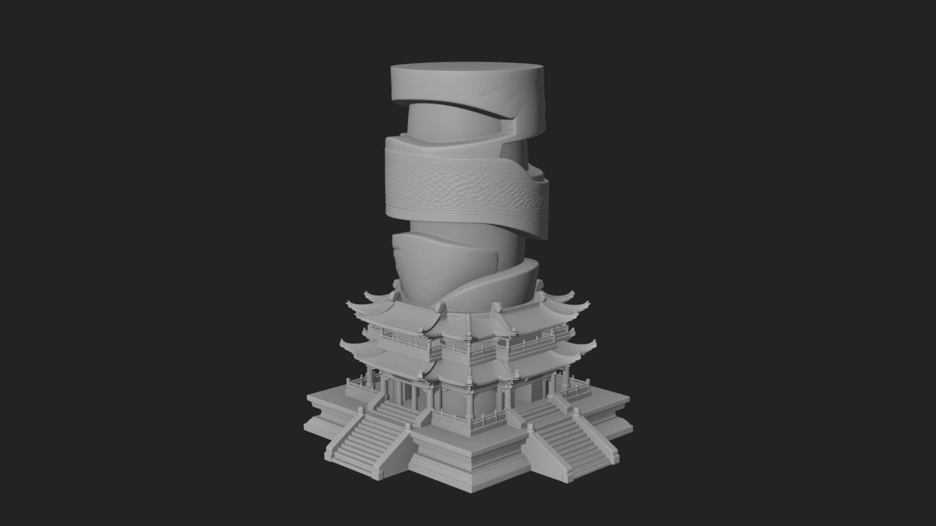 Stone Pillar Pagoda Tower Design 2 3D Print Model 3D Model