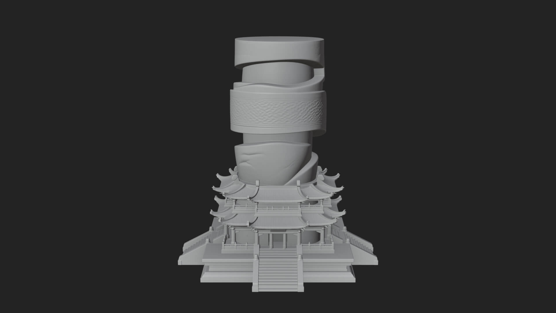 Stone Pillar Pagoda Tower Design 2 3D Print Model 3D Model