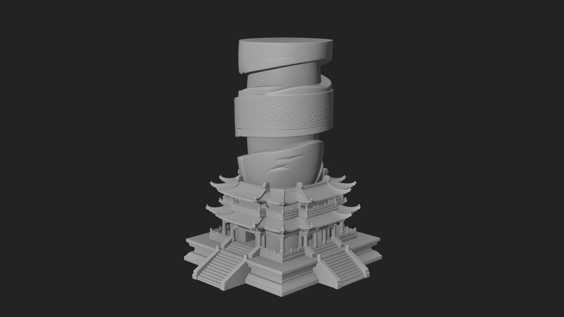 Stone Pillar Pagoda Tower Design 2 3D Print Model 3D Model