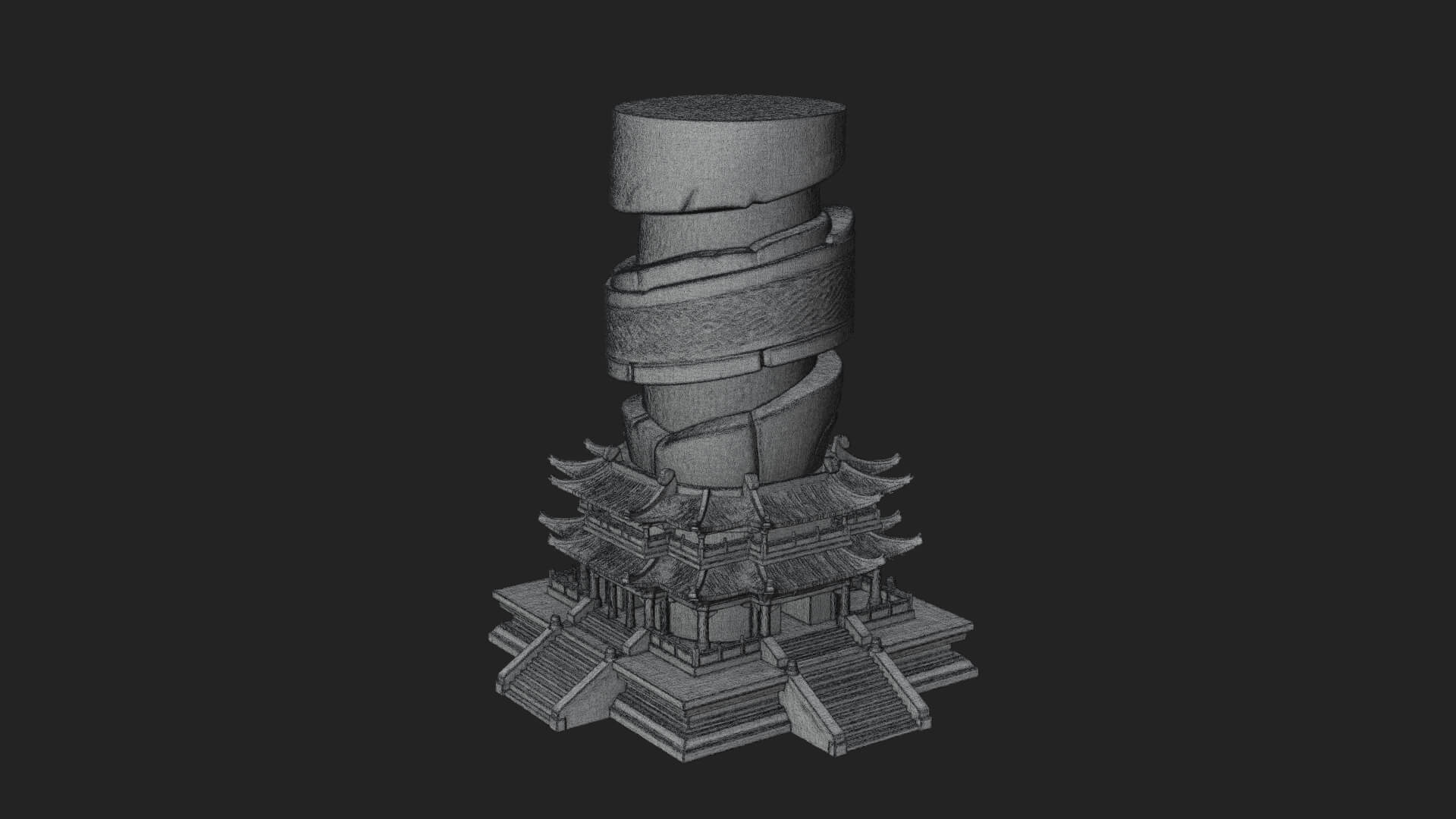 Stone Pillar Pagoda Tower Design 2 3D Print Model 3D Model