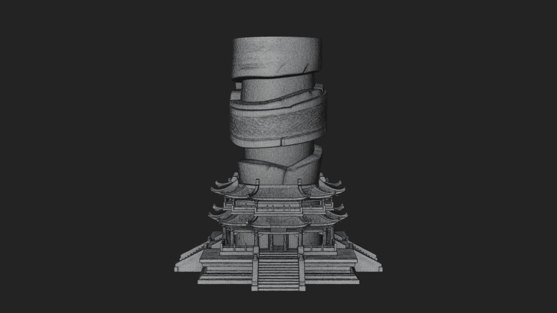 Stone Pillar Pagoda Tower Design 2 3D Print Model 3D Model